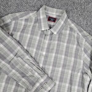 UNTUCKit Men's Medium Plaid Long Sleeve Cotton Shirt Gray White Green Casual‎